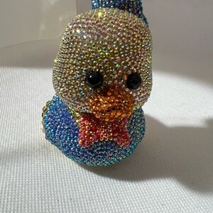 Hand Crafted Multicolor Rhinestone Duck Figurine